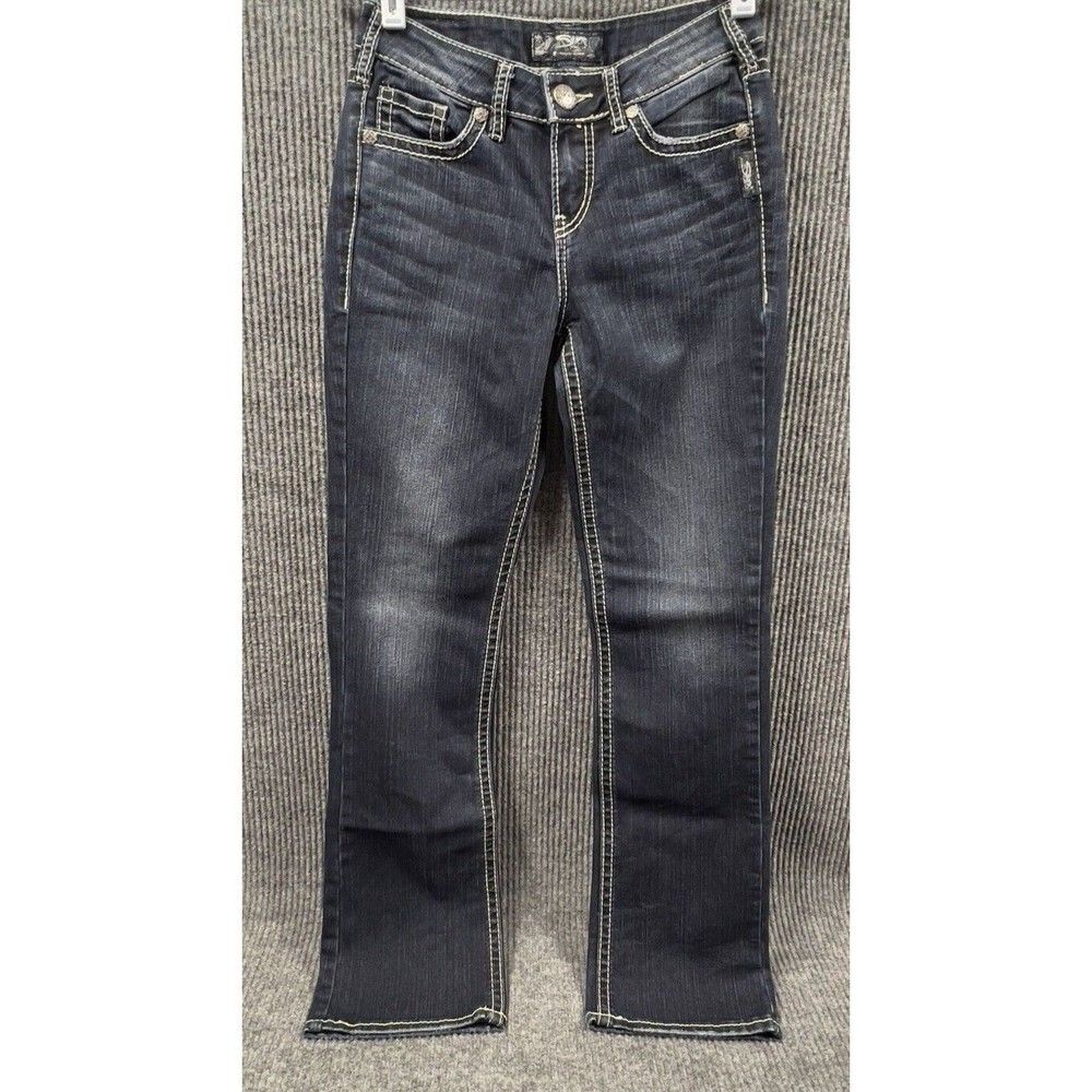 Silver Jeans Women Pant 26x31 Suki High‎ Slim Boot Blue Denim Dark Wash Pockets